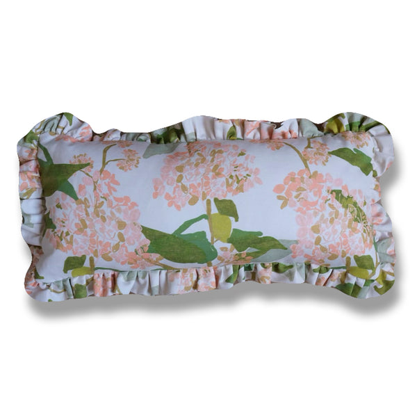 Grier Peach Hydrangea Ruffle Pillow - 12 x 24"
