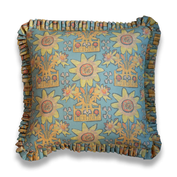 *New* Libba Blue Green Ruffle Pillow