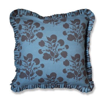 Anna Washed Blue Ruffle Pillow