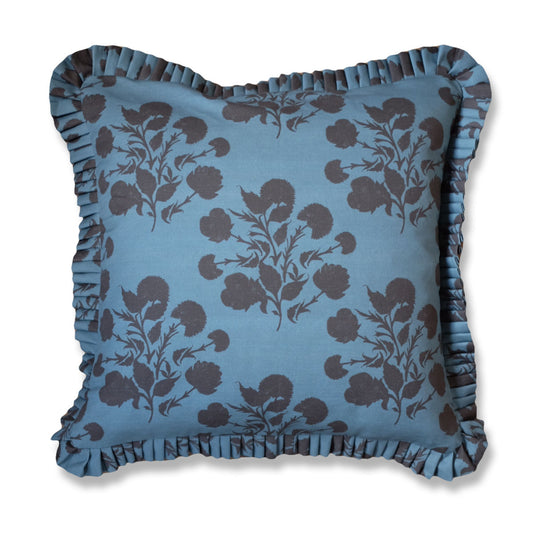 Anna Washed Blue Ruffle Pillow