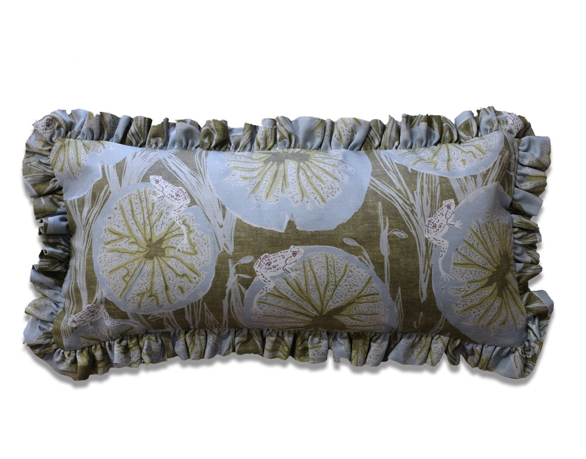 *New* Billie Fern Green Ruffle Pillow - 12 x 24"