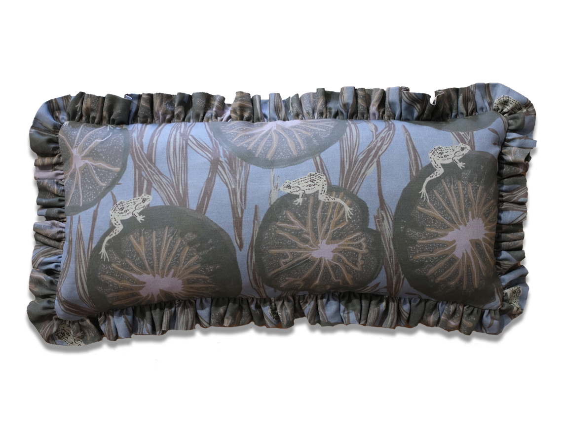 *New* Billie Lake Blue Ruffle Pillow - 12 x 24"