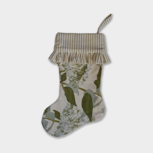 Christmas Stocking- Grier Blue Hydrangea (Vertical Stripe)