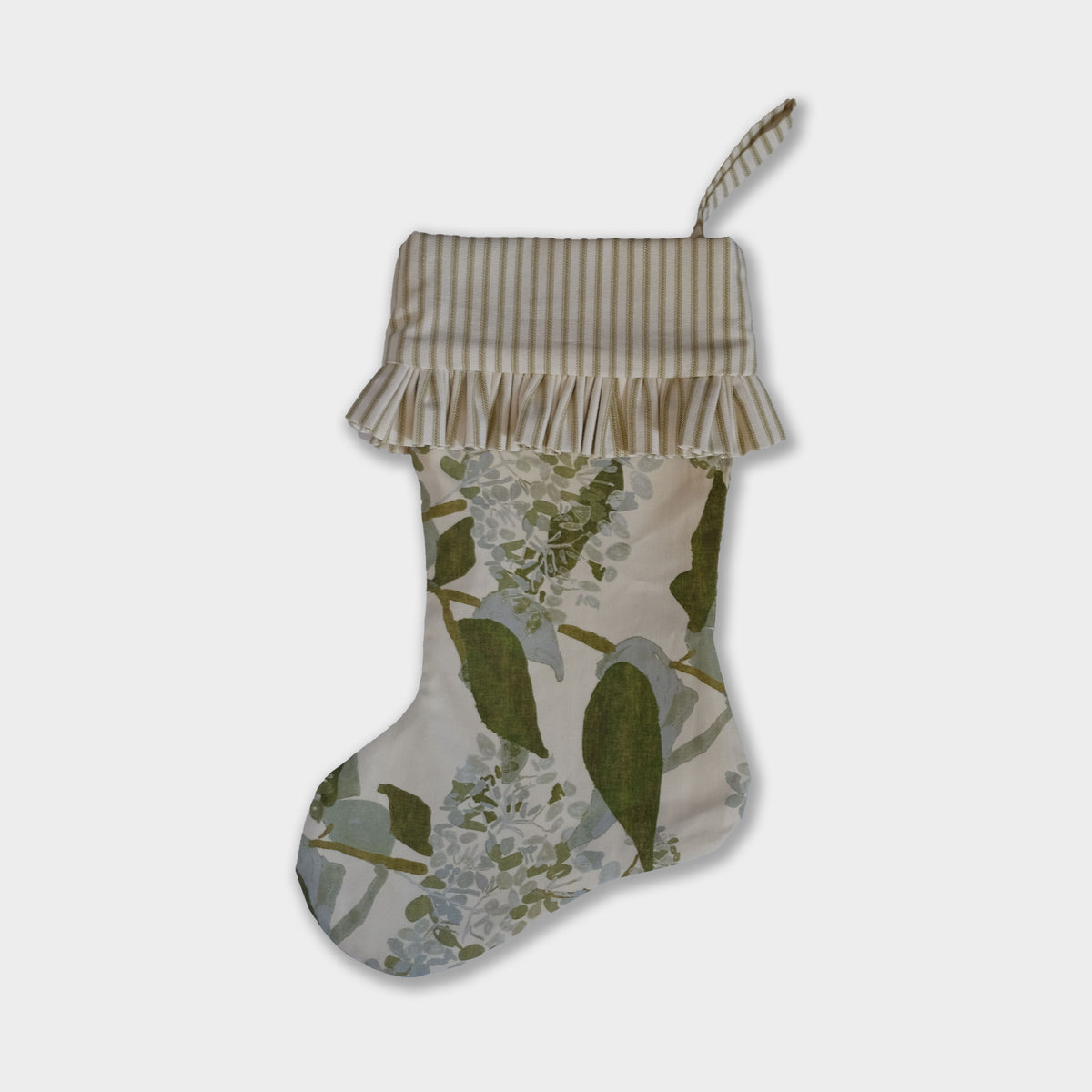 Christmas Stocking- Grier Blue Hydrangea (Vertical Stripe)