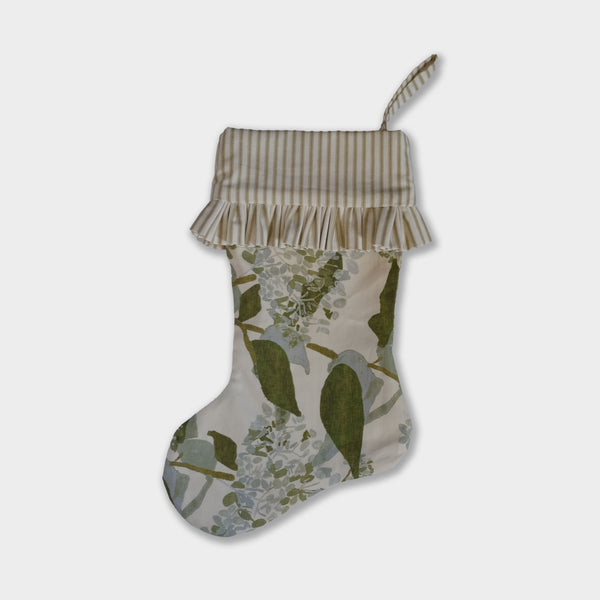 Christmas Stocking- Grier Blue Hydrangea (Vertical Stripe)