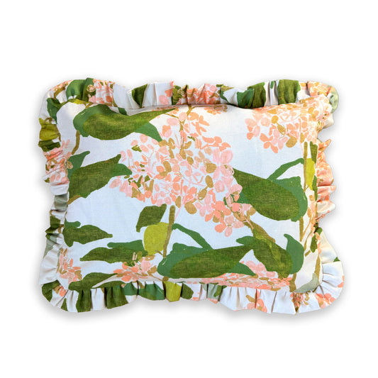 Grier Peach Hydrangea Small Ruffle Pillow