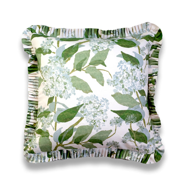 Grier - Blue Hydrangea Ruffle Pillow