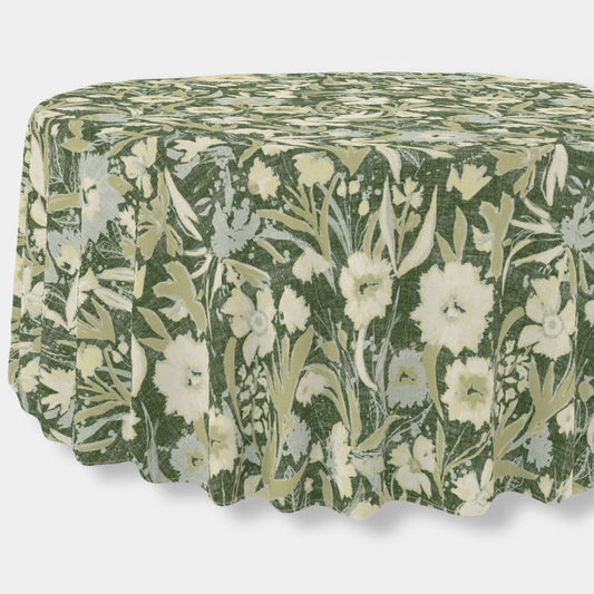 *New* Martha - Deep Green Round Tablecloth