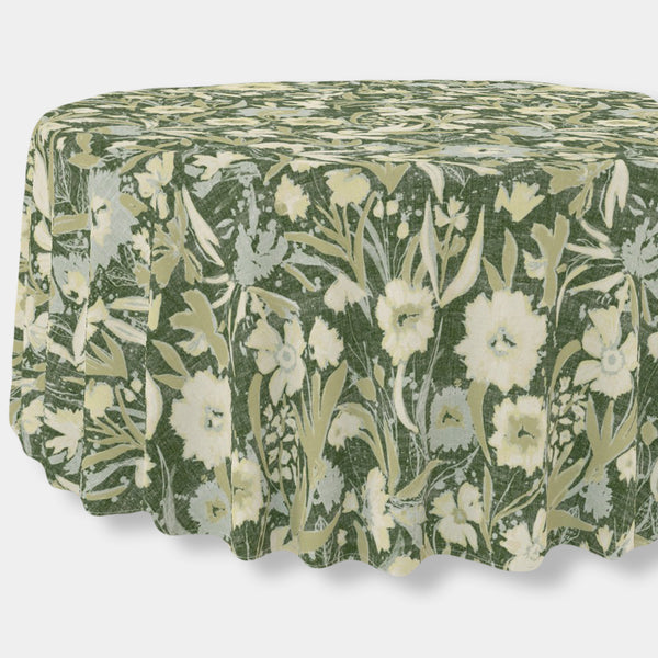 *New* Martha - Deep Green Round Tablecloth