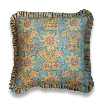 Libba Blue Green Ruffle Pillow