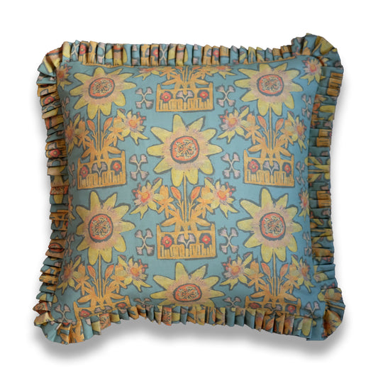 Libba Blue Green Ruffle Pillow