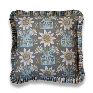 Libba Dark Green Ruffle Pillow