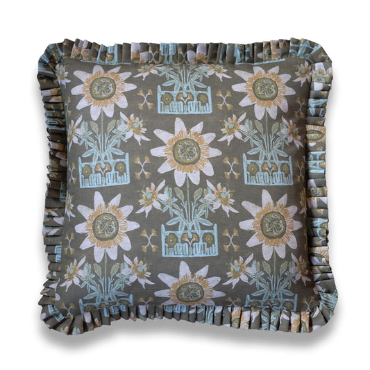 Libba Dark Green Ruffle Pillow