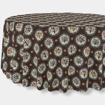 *New* Monica - English Brown Round Tablecloth