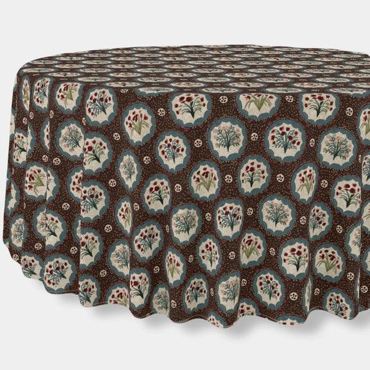 *New* Monica - English Brown Round Tablecloth
