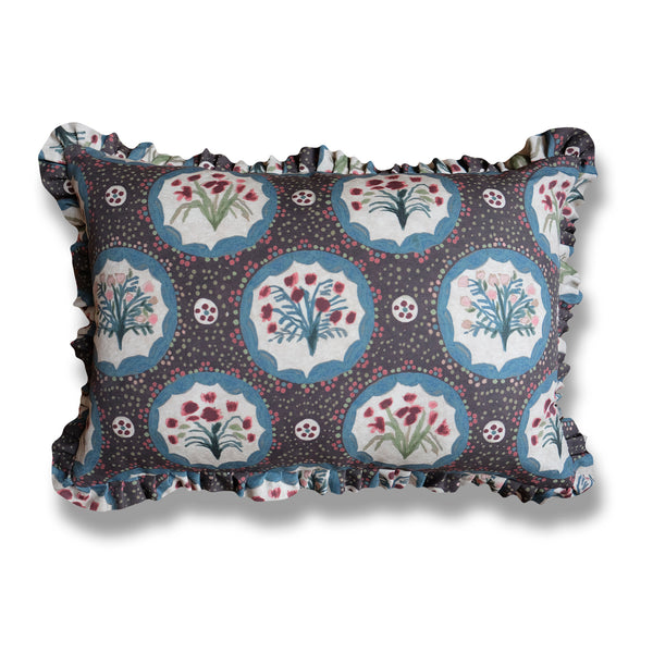 *New* Monica - English Brown Ruffle Pillow - 12 x 18"