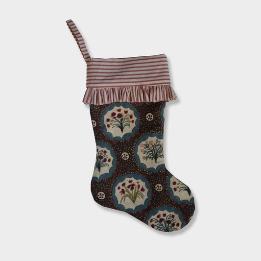 Christmas Stocking- Monica English Brown (Horizontal Stripe)