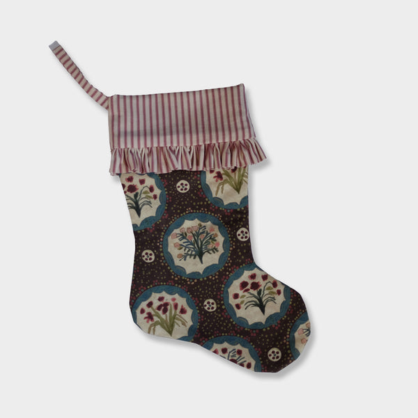 Christmas Stocking- Monica English Brown (Vertical Stripe)