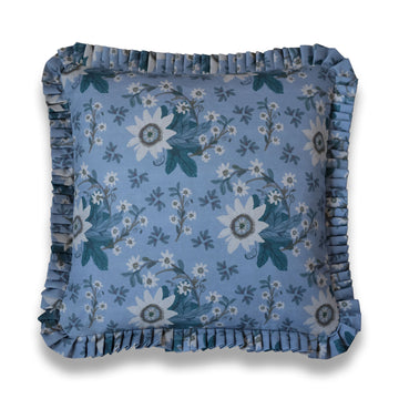 Pearl Blue Ruffle Pillow