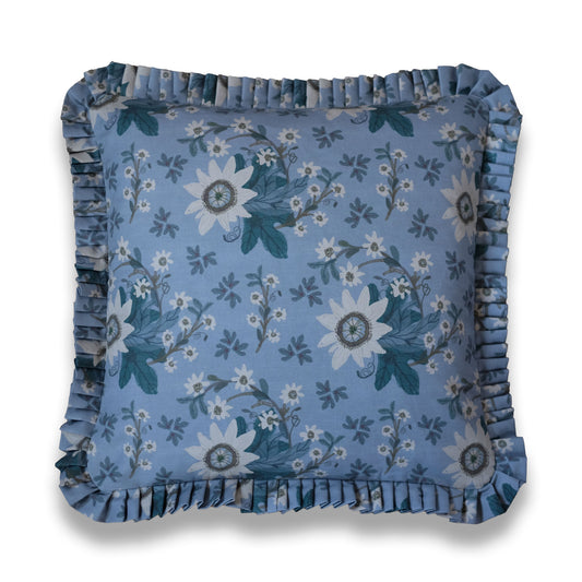 Pearl Blue Ruffle Pillow