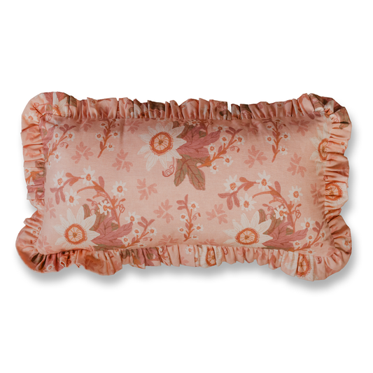 Pearl Peach Ruffle Pillow - 12 x 24"