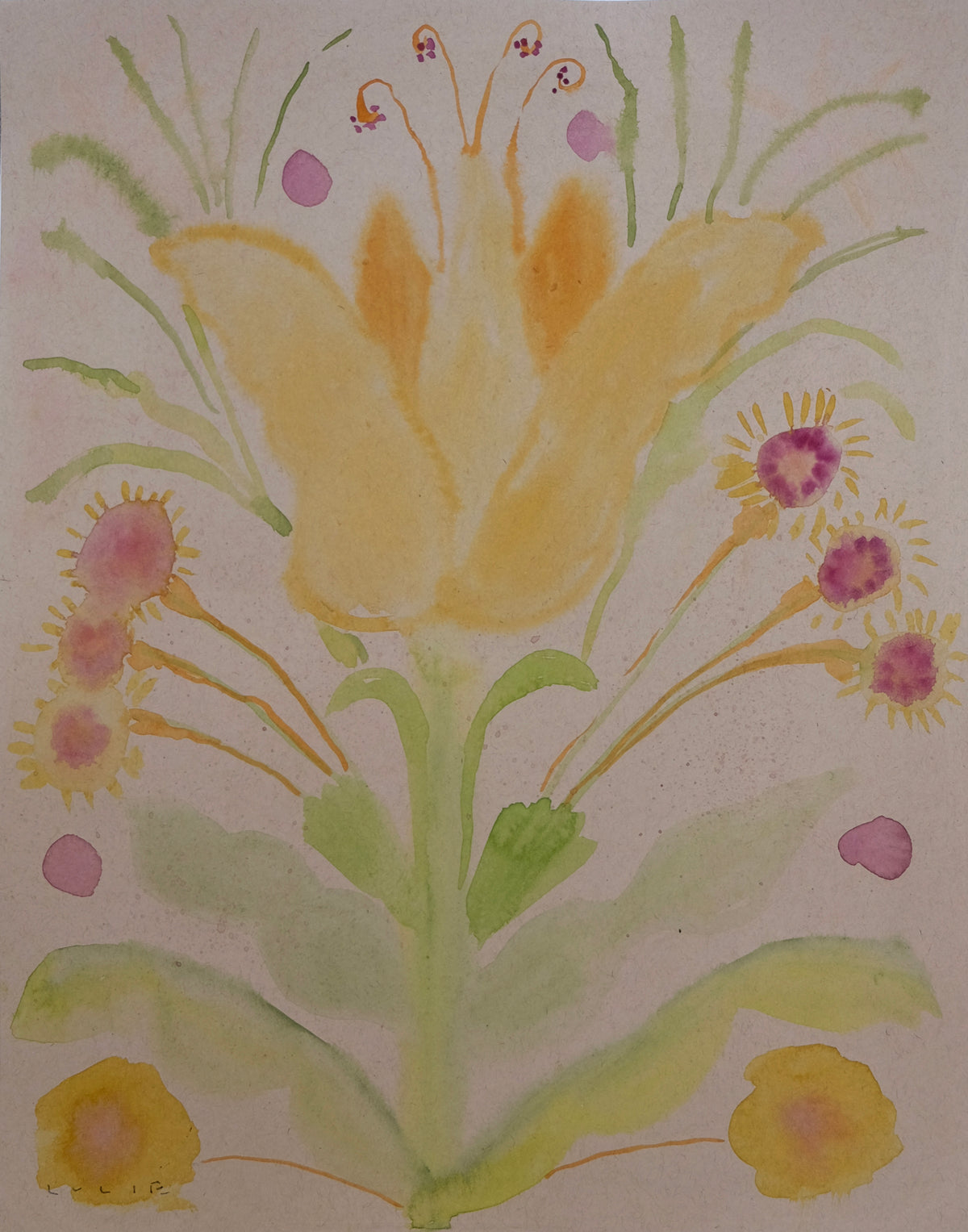 Folk Flower on Paper No. 3