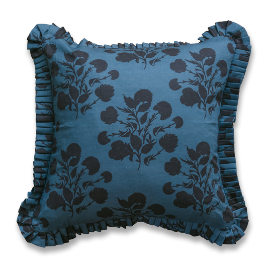 Anna Washed Blue Ruffle Pillow