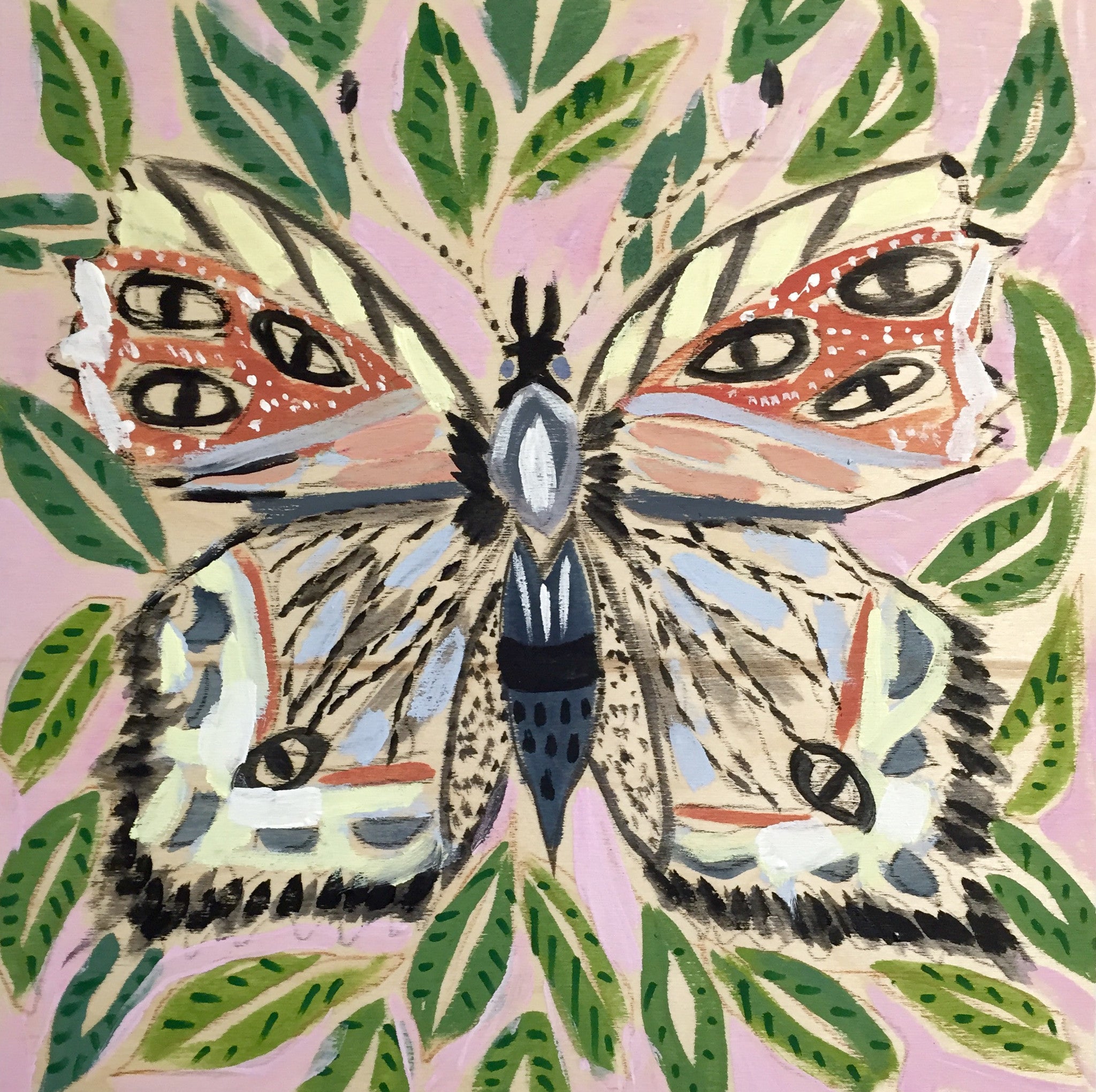 絵画 butterfly 14X14 - ELEANOR THE BUTTERFLY – Lulie Wallace