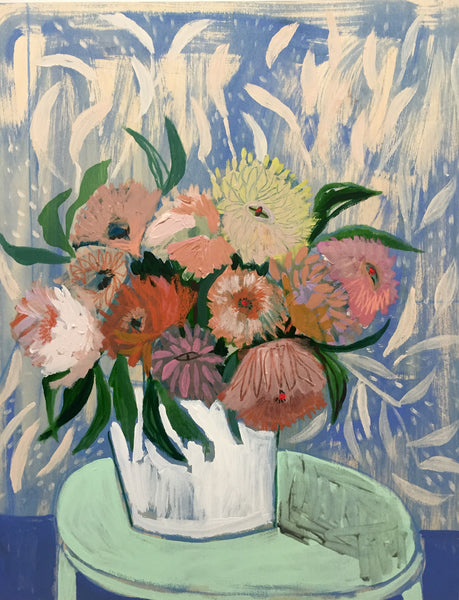CHRYSANTHEMUMS - FLOWERS FOR CHARLIE - 24X30"